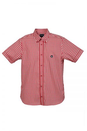Red Check Button Down Short Sleeves Shirt