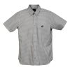 Grey Check Button Down Collar Short Sleeves Shirt