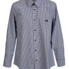 Navy Check Classic Collar Long Sleeves Shirt with Pocket