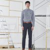 Navy Check Classic Collar Long Sleeves Shirt with Pocket