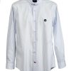 Light Blue Stripes Browne Collar Long Sleeves Shirt