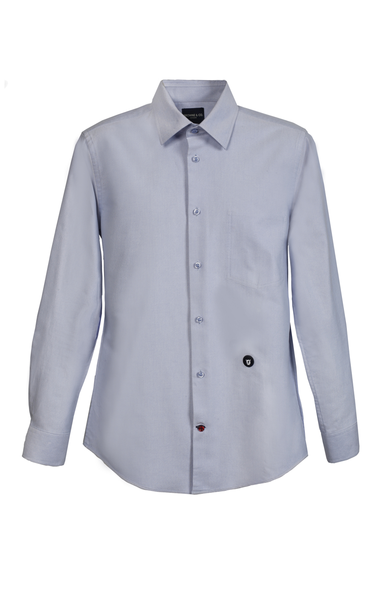 Blue Classic Collar Long Sleeves Shirt with Hidden Pocket