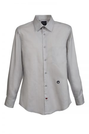 Grey Classic Collar Long Sleeves Shirt with Hidden Pocket
