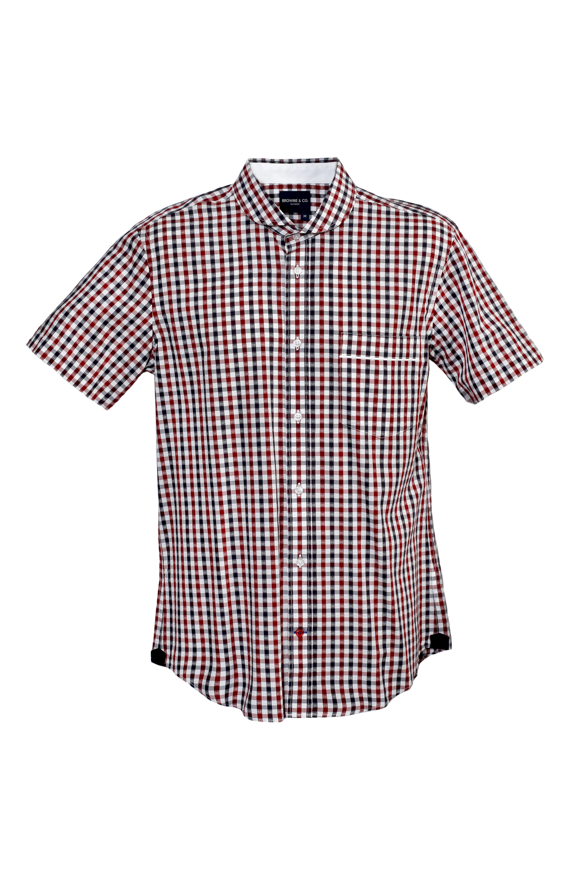 Club Collar Short Sleeves Red and Black Check Shirt – Browneandco.com